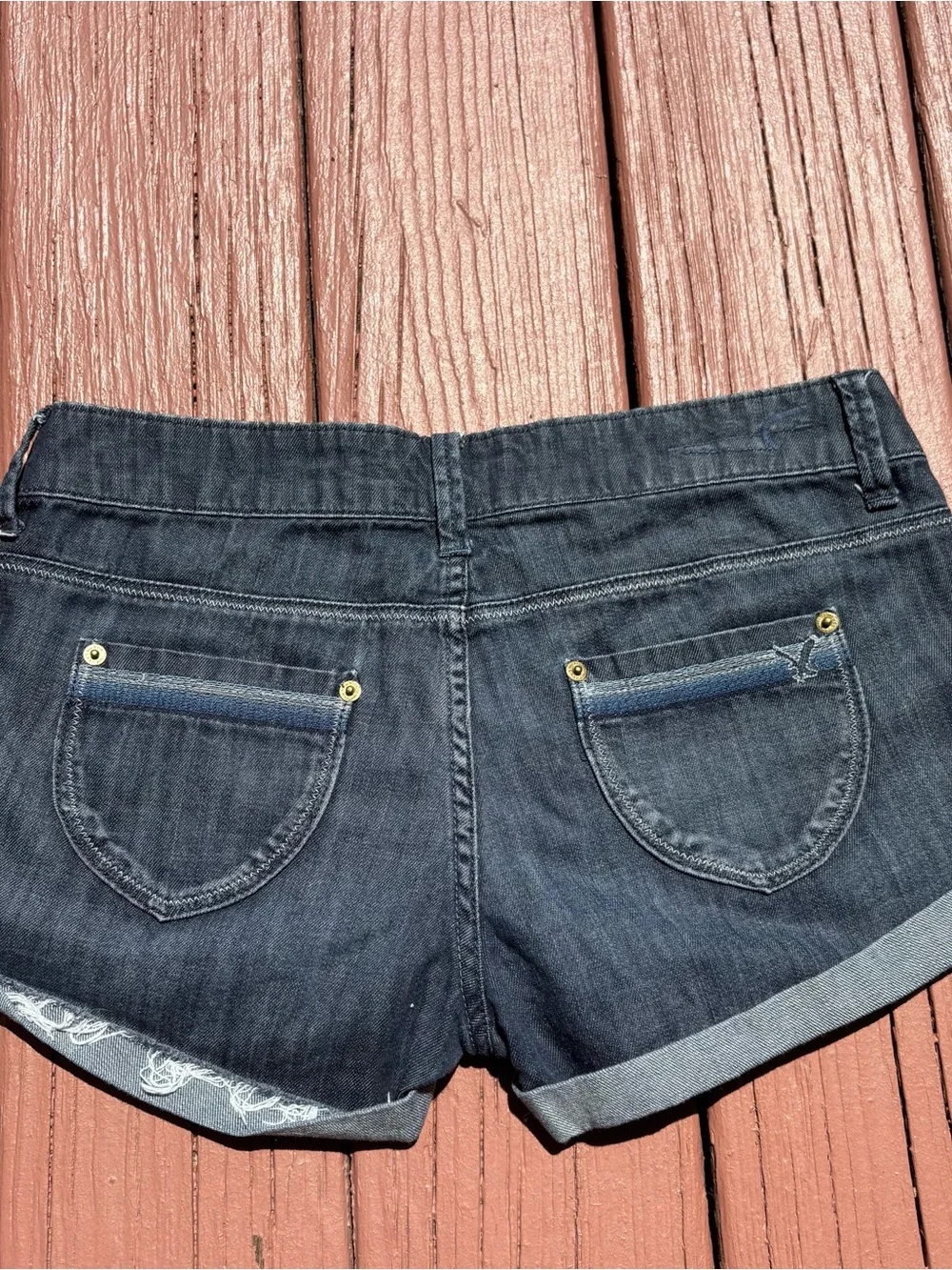 Y2K American Eagle Outfitters mini Dark Blue Denim Jean Shorts size 4 low rise